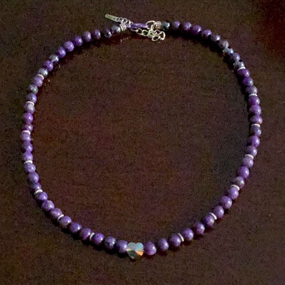 Charoite Stone Beads Necklace/ Choker